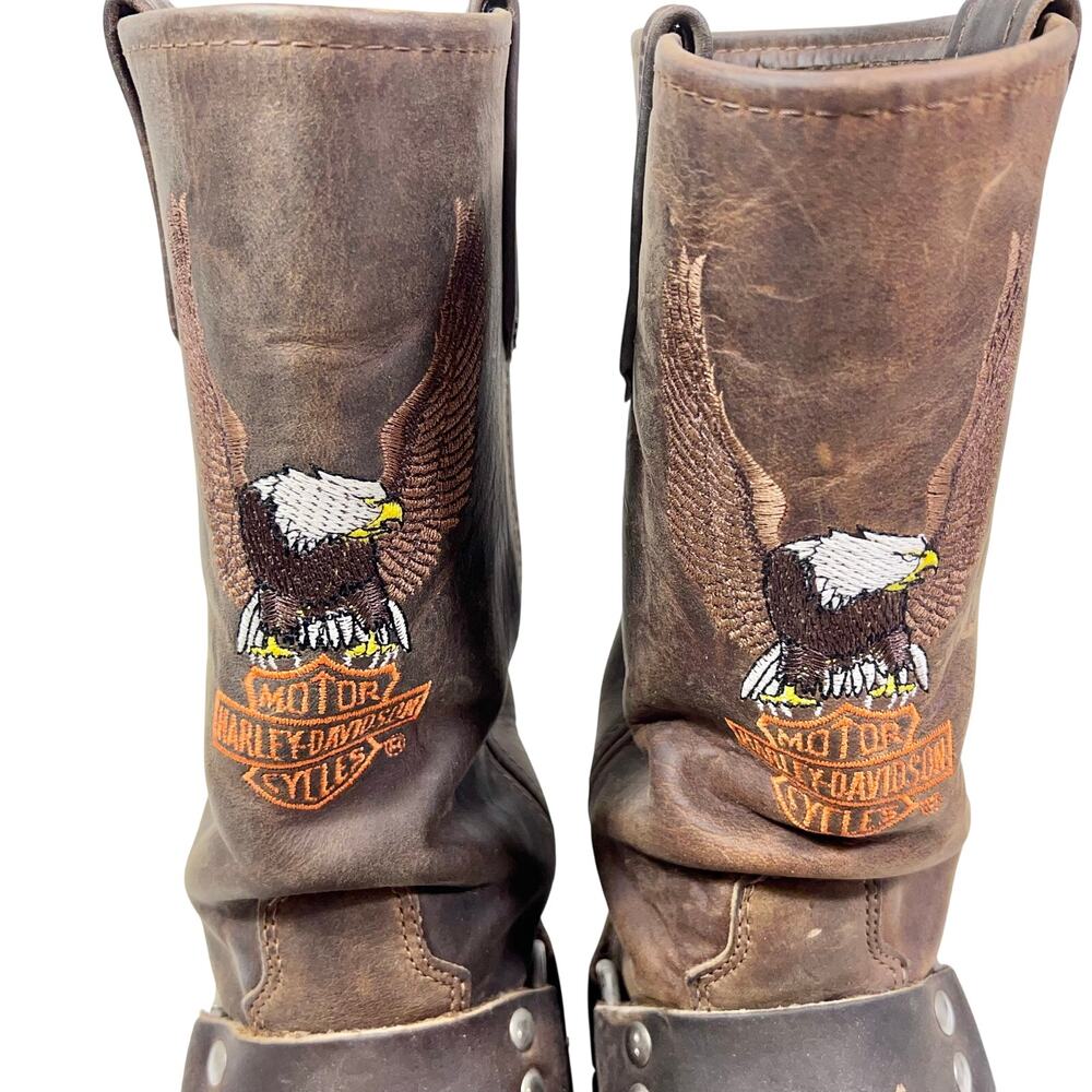 Harley Davidson Darren Harness Brown Leather Motorcycle Boots Mens 6D Women 7.5 - Picture 6 of 16